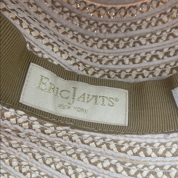 Eric Javits New York Straw Hat Sunhat Packable Wide Brim UPF 50+ Stripes - Picture 6 of 11